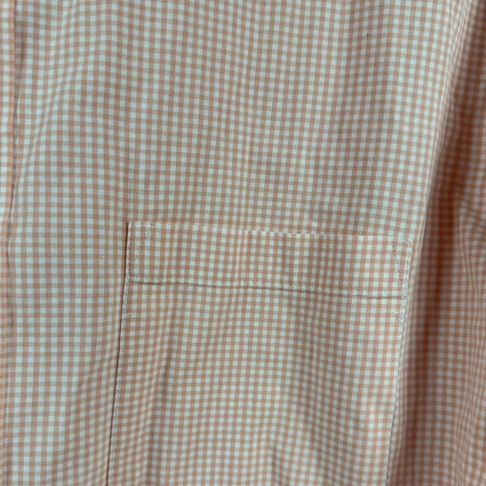 J. Crew Men's Gingham Flex Long Sleeve Button Down Slim Cut Shirt Peach/White L
